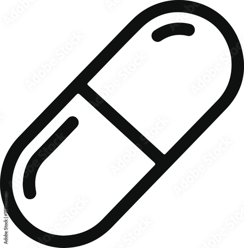 Capsule medicine icon for health and medical concepts treatment and pharmaceuticals