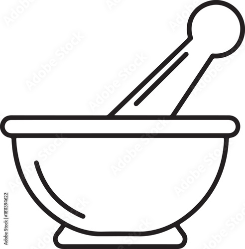 Mortar and pestle icon for grinding herbs spices and medication health