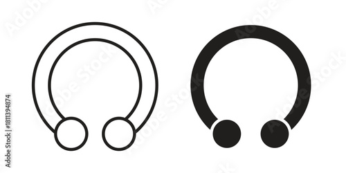 Piercing icons of black colored in various styles