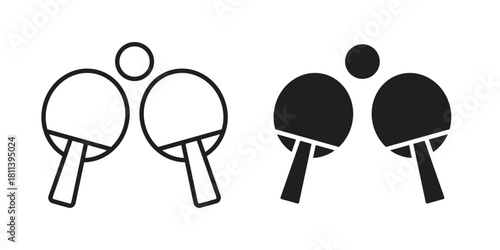 Ping pong icons of black colored in various styles