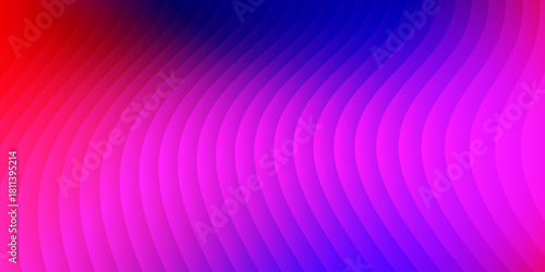 Neon ribbed fractal glass 3d background. Holographic vertical stripe pattern with vibrant purple blue yellow gradient. Abstract black bg, iridescent texture lines in radiant colors. 3D illustration