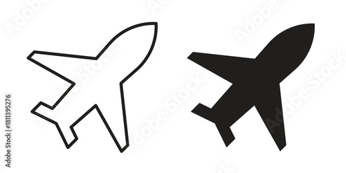 Plane icons of black colored in various styles