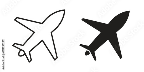 Plane icons of black colored in various styles