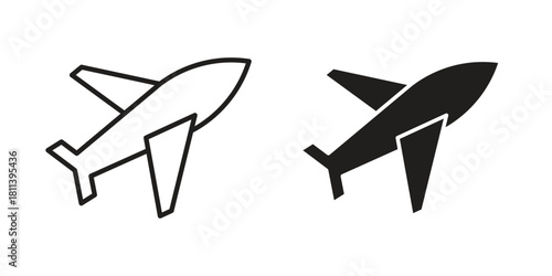 Plane icons of black colored in various styles