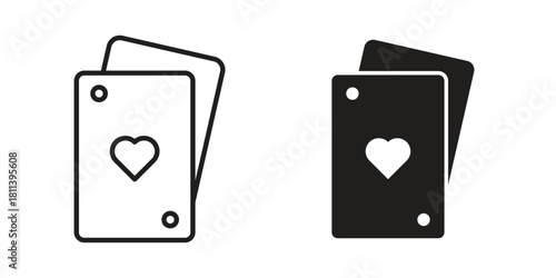 Playing cards icons of black colored in various styles