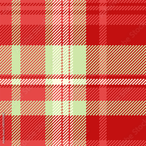 Soft seamless check texture, deluxe textile background vector. Nostalgia plaid tartan fabric pattern in red and light colors.