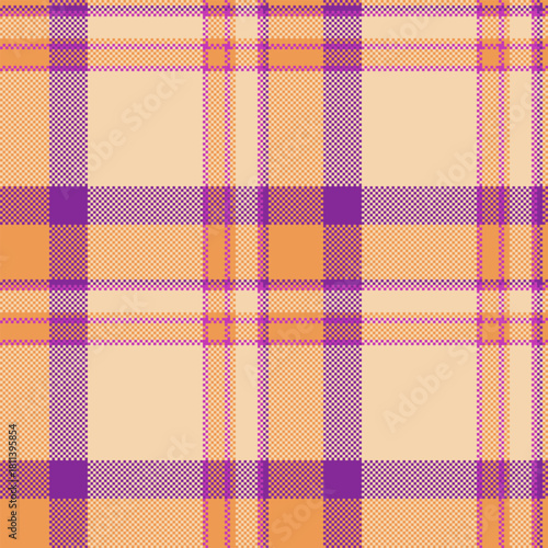 Pretty check textile tartan, luxurious fabric texture plaid. Cultural vector seamless background pattern in light and orange colors.