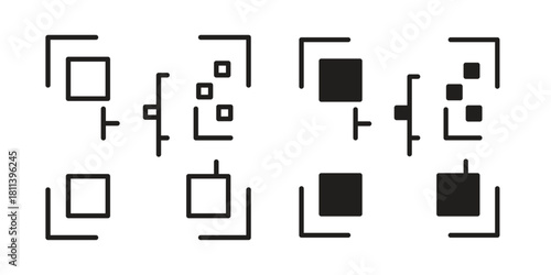 Qrcode icons of black colored in various styles