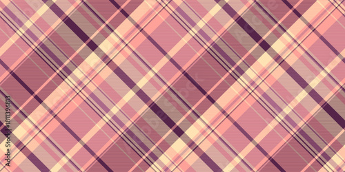 Indoor vector textile texture, suit seamless tartan fabric. Cotton check pattern background plaid in pink and red colors.