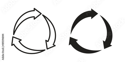 Recycle icons of black colored in various styles