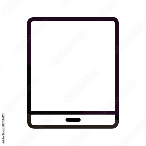 Illustration of a tablet device with a blank white screen and a home button on the front panel