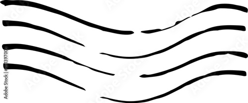 Vintage Wavy Postmark Cancellation – Hand-Drawn Wave Lines, Rough Ink Texture, Mail & Postcard Illustration, Isolated SVG