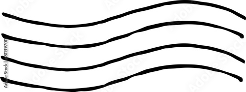 Vintage Wavy Postmark Cancellation – Hand-Drawn Wave Lines, Rough Ink Texture, Mail & Postcard Illustration, Isolated SVG