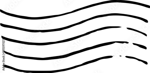 Vintage Wavy Postmark Cancellation – Hand-Drawn Wave Lines, Rough Ink Texture, Mail & Postcard Illustration, Isolated SVG