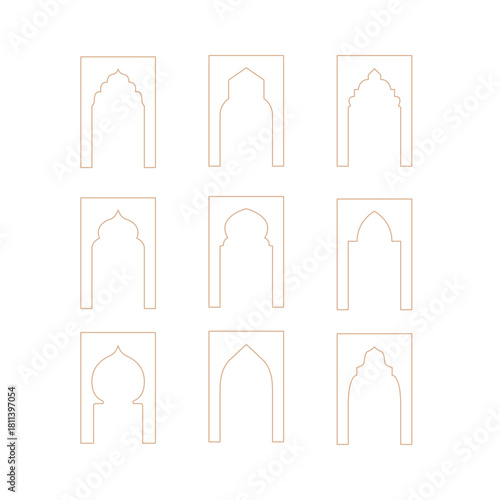Arabic architectural arch element, ornamental eastern style, vector graphic