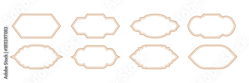 Arab lines borders. Set of Islam decorative frames. Collection of Muslim different shapes. Traditional design elements