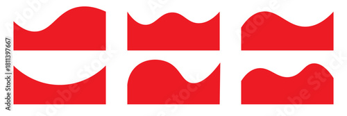 Collection of wavy Red decorative border for web design element vector. Website divider border vector illustration. Collection of dividers shape red templates.Red curve top headline. banner header