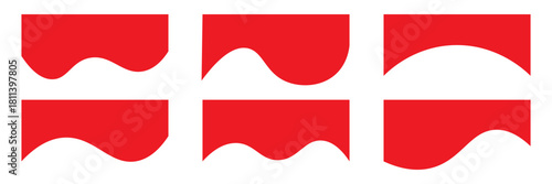 Collection of wavy Red decorative border for web design element vector. Website divider border vector illustration. Collection of dividers shape red templates.Red curve top headline. banner header