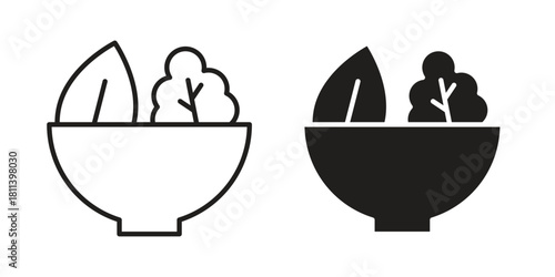 Salad icons of black colored in various styles