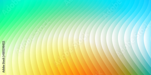 Neon ribbed fractal glass 3d background. Holographic vertical stripe pattern with vibrant purple blue yellow gradient. Abstract black bg, iridescent texture lines in radiant colors. 3D illustration