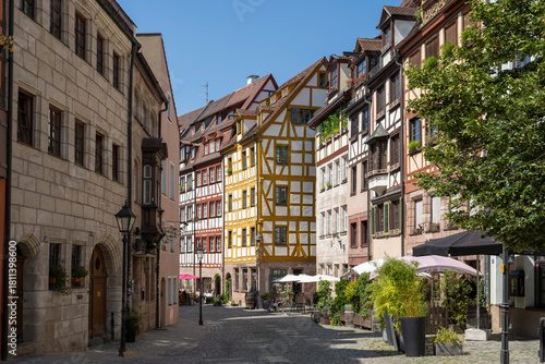 Timber frame houses on Wei�gerbergasse in the historic centre of Nuremberg