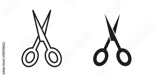 Scissors icons of black colored in various styles