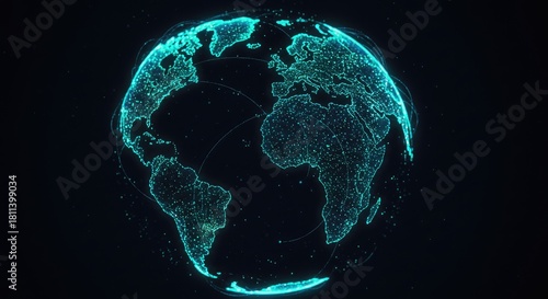 Digital Globe with Glowing Connections and Data Points