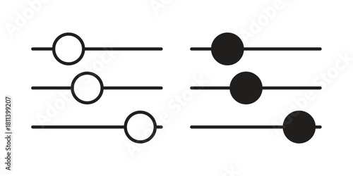 Settings sliders icons of black colored in various styles