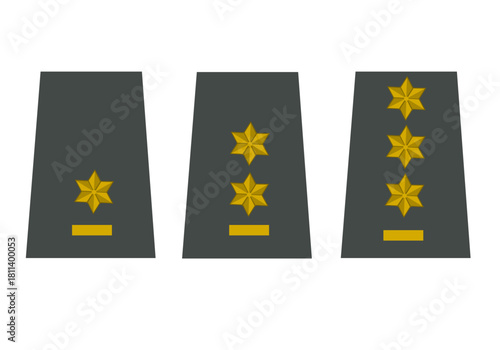 Galon de passant d'épaule de l'armée de terre belge : officier supérieur ,  major, lieutenant-colonel, colonel