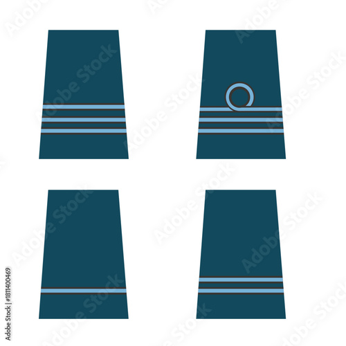 Galon de passant d'épaule de l'armée de l'air belge : officier subalterne - sous-lieutenant, lieutenant, capitaine, capitaine-commandant