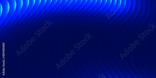 Neon ribbed fractal glass 3d background. Holographic vertical stripe pattern with vibrant purple blue yellow gradient. Abstract black bg, iridescent texture lines in radiant colors. 3D illustration
