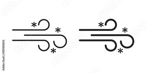 Snow blowing icons of black colored in various styles