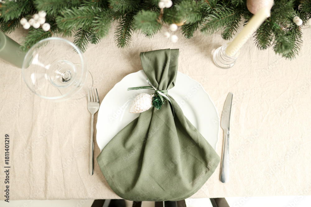 Naklejka premium Christmas white interior. Living room in loft.