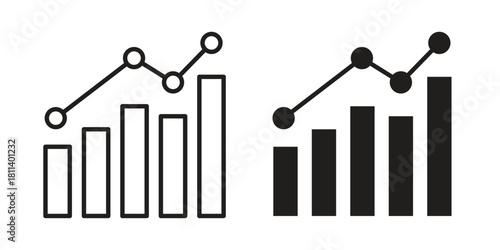 Stats icons of black colored in various styles