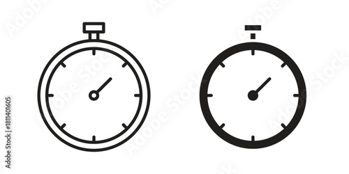 Stopwatch icons of black colored in various styles