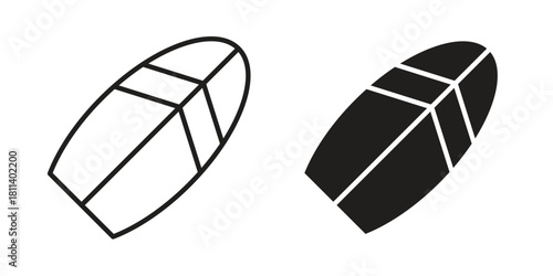 Surfing icons of black colored in various styles