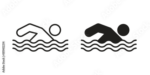 Swimmer icons of black colored in various styles