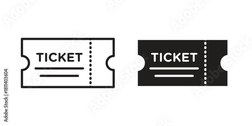 Ticket icons of black colored in various styles