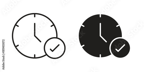 Time check icons of black colored in various styles