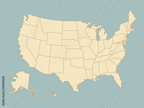 Retro Styled Map of the United States with States Outlined