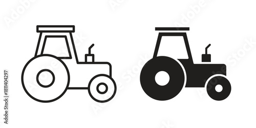 Tractor icons of black colored in various styles