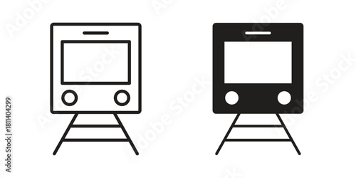 Train icons of black colored in various styles