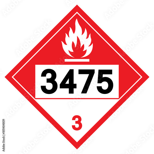 Ethanol and gasoline NOS UN3475 Symbol Sign, Vector Illustration, Isolate On White Background, Label.EPS10