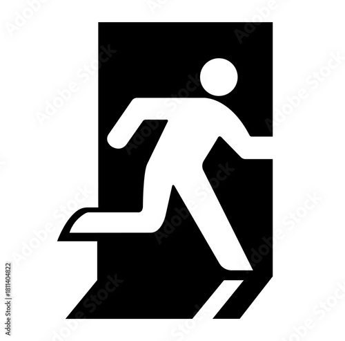 Emergency Exit Black Icon, Vector Illustration, Isolate On White Background Label.EPS10