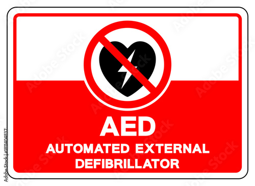 AED Automated External Defibrillator Symbol Sign, Vector Illustration, Isolate On White Background Label .EPS10