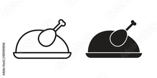 Turkey icons of black colored in various styles