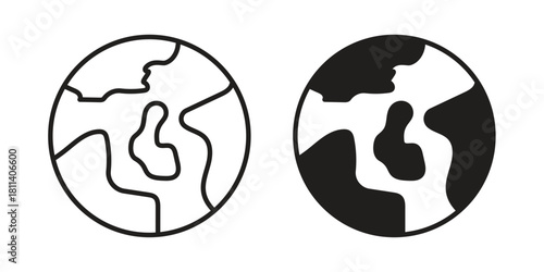 World icons of black colored in various styles
