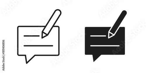 Write comment icons of black colored in various styles