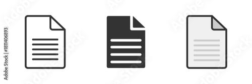 Document icon set. Contract papers. Paper documents. Stack of agreements document with signature and approval stamp. Folder, stack papers. Line, glyph and flat style. Vector illustration