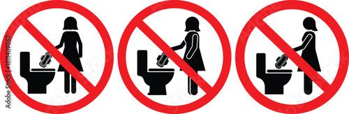 No entry for women in restrooms with toilet paper silhouette